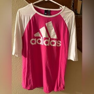 Sold!     Adidas Pink and White Raglan Shirt